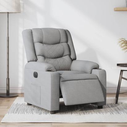 Fotoliu rabatabil electric, gri deschis, textil GartenMobel Dekor