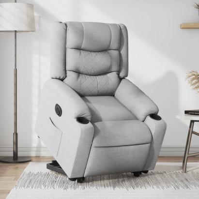 Fotoliu electric rabatabil cu ridicare, gri deschis, textil GartenMobel Dekor