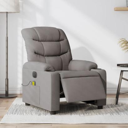 Fotoliu electric de masaj rabatabil, gri taupe, textil GartenMobel Dekor