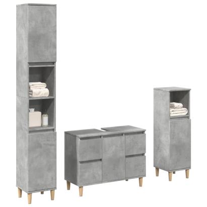 Set mobilier de baie, 3 piese, gri beton, lemn compozit GartenMobel Dekor