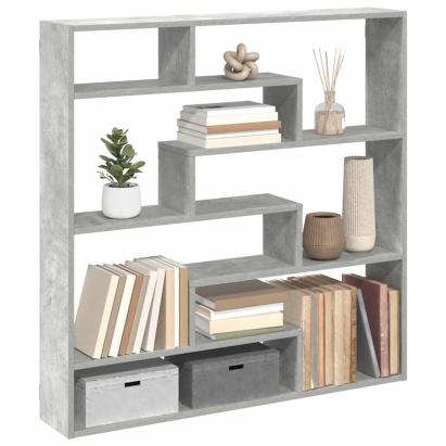 Raft cubic perete cu 7 compartimente gri beton lemn prelucrat GartenMobel Dekor