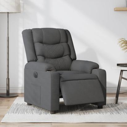 Fotoliu rabatabil electric, gri închis, material textil GartenMobel Dekor