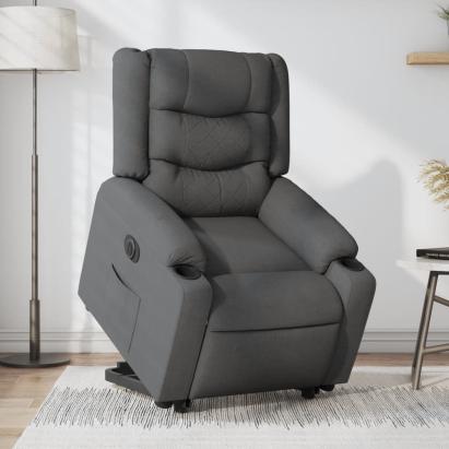 Fotoliu electric rabatabil cu ridicare, gri închis, textil GartenMobel Dekor