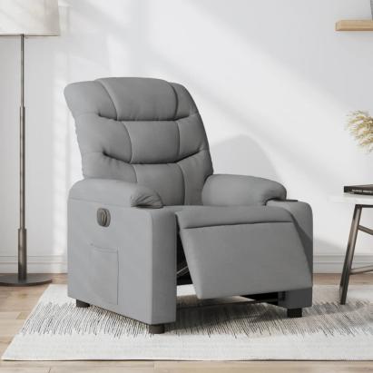 Fotoliu rabatabil electric, gri deschis, textil GartenMobel Dekor