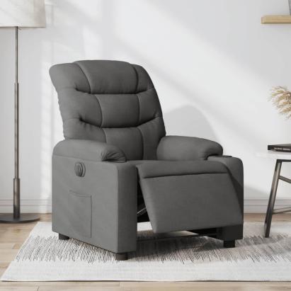 Fotoliu rabatabil electric, gri închis, material textil GartenMobel Dekor