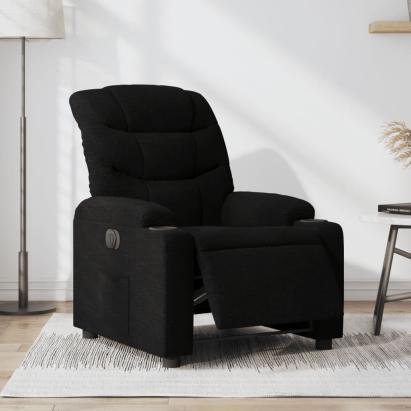 Fotoliu rabatabil electric, negru, material textil GartenMobel Dekor