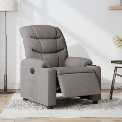 Fotoliu rabatabil electric, gri taupe, material textil GartenMobel Dekor