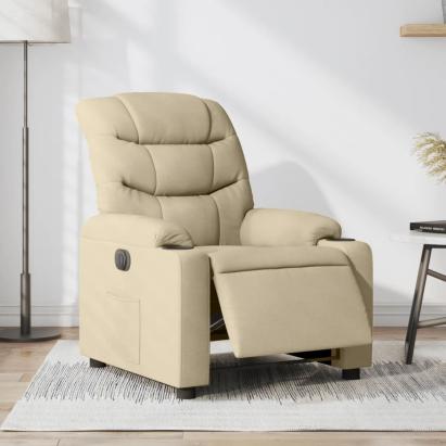 Fotoliu rabatabil electric, crem, material textil GartenMobel Dekor