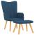 Scaun de relaxare cu taburet, albastru, textil GartenMobel Dekor