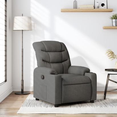 Fotoliu rabatabil, gri închis, material textil GartenMobel Dekor