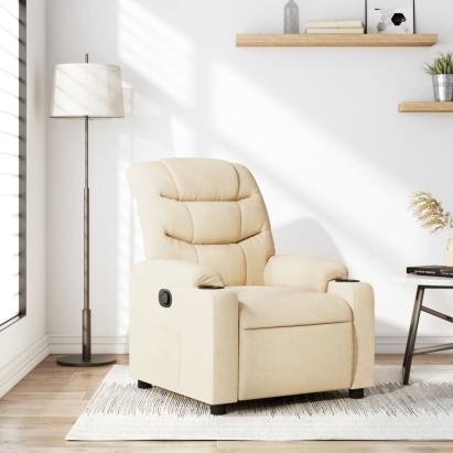 Fotoliu rabatabil, crem, material textil GartenMobel Dekor