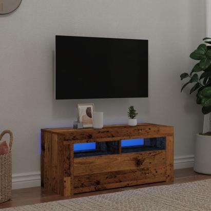 Dulap TV cu lumini LED lemn vechi 90x35x40 cm lemn prelucrat GartenMobel Dekor