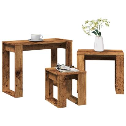 Mese suprapuse, 3 buc., lemn vechi, lemn prelucrat GartenMobel Dekor