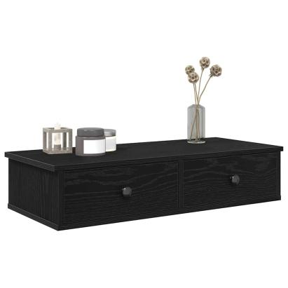 Raft de perete cu sertare negru 80x31x17 cm lemn prelucrat GartenMobel Dekor