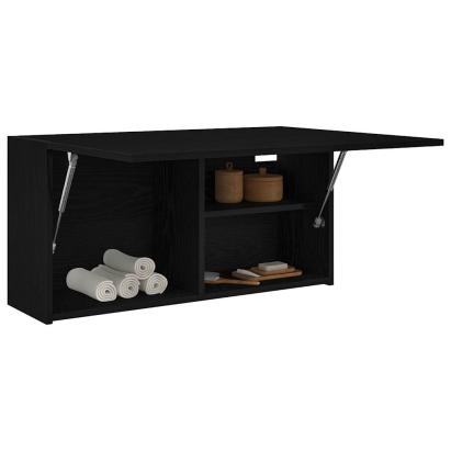 Dulap de perete de baie, negru, 80x25x40 cm, lemn prelucrat GartenMobel Dekor