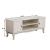 Comoda tv 120x40x50 cm, rafturi, 2 dulapuri depozitare, picioare lemn pin, mdf, alb MultiMark GlobalProd