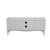 Comoda tv 120x40x50 cm, rafturi, 2 dulapuri depozitare, picioare lemn pin, mdf, alb MultiMark GlobalProd
