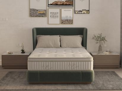Saltea cu memorie si arcuri Bambus Super Confort Pocket Multilayer 90x200, inaltime 25 cm, husa matlasata, sistem 3D, manere, fermitate medie Relax KipRoom