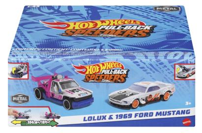 HOT WHEELS SET 2 MASINUTE METALICE PULL BACK LOLUX SI 1969 FORD MUSTANG 1:43 SuperHeroes ToysZone