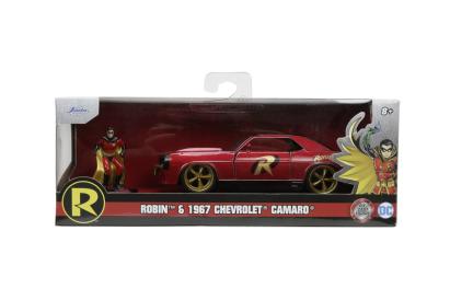 JADA BATMAN SET FIGURINA ROBIN SI MASINUTA METALICA CHEVROLET CAMARO 1967 SCARA 1:32 SuperHeroes ToysZone