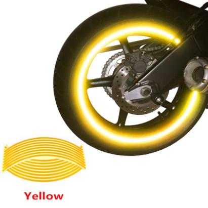 Set 16 ornamente Reflectorizante pentru jante auto, moto, culoare Galben FAVLine Selection