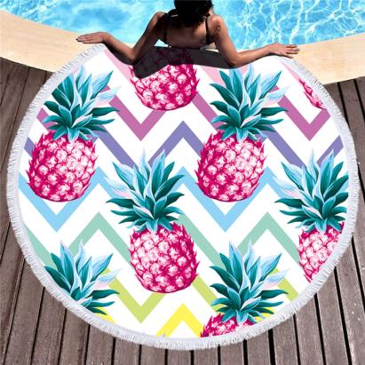 Prosop mare de plaja, super absorbant, forma rotunda, diametru 150cm, model Ananas FAVLine Selection