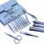 Set Manichiura si Pedichiura 16-in-1 cu plic din piele ecologica, model "MANI-CUT BLUE", culoare Albastra FAVLine Selection