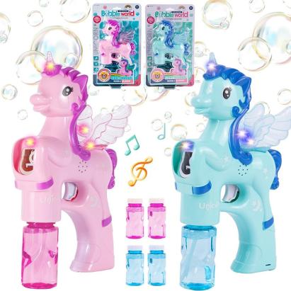 Pistol baloane de sapun unicorn, muzica si lumini, alimentare cu baterii MultiMark GlobalProd