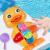 Jucarie de baie ratusca vesela, lopatica apa, ochi rotativi, roata multicolor, 2 ventuze prindere MultiMark GlobalProd