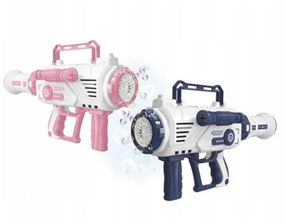 Pistol pentru baloane de sapun, 12 orificii, maner transport, solutie inclusa, lumini si muzica MultiMark GlobalProd