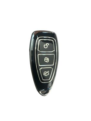 Husa Cheie Auto Ford Kuga, Negru cu contur Silver, Smartkey, Tpu AutoProtect KeyCars