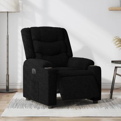 Fotoliu rabatabil electric, negru, material textil GartenMobel Dekor