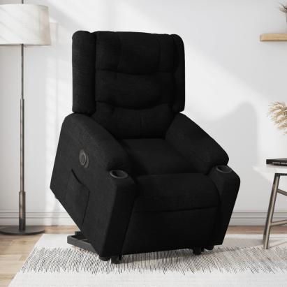 Fotoliu electric rabatabil cu ridicare, negru, textil GartenMobel Dekor