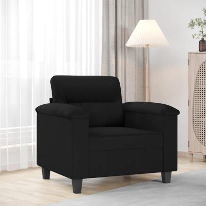 Fotoliu canapea, negru, 60 cm, textil microfibră GartenMobel Dekor