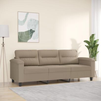 Canapea cu 3 locuri, gri taupe, 180 cm, țesătură microfibră GartenMobel Dekor