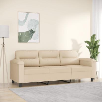 Canapea cu 3 locuri, crem, 180 cm, țesătură microfibră GartenMobel Dekor