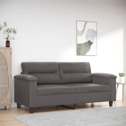Canapea cu 2 locuri, gri, 140 cm, piele ecologică GartenMobel Dekor