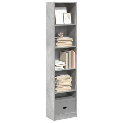 Bibliotecă, gri beton, 40x24x176 cm, lemn compozit GartenMobel Dekor