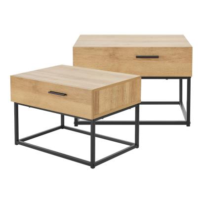 Set 2 noptiere Lavangen 39x55x40cm stejar/negru [en.casa] HausGarden Leisure