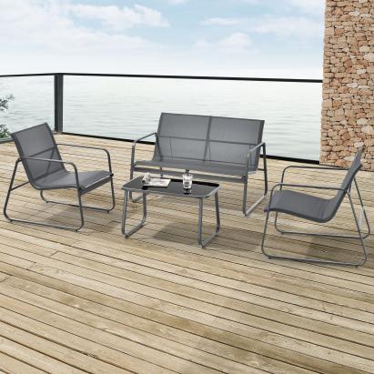 Set 4 piese mobilier gradina Anzi gri [casa.pro] HausGarden Leisure