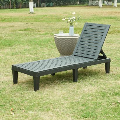 Sezlong Ateleta 172x58x73,5cm plastic negru reglabil in 5 trepte [casa.pro] HausGarden Leisure