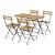 Set mobilier gradina 5 piese Bovino 1 masa fixa si 4 scaune pliabile otel lemn natur [casa.pro] HausGarden Leisure