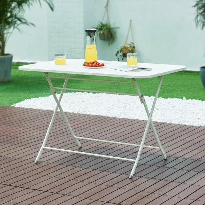 Klapptisch Sande Stahl 110x70x71 cm Weiß [en.casa] HausGarden Leisure