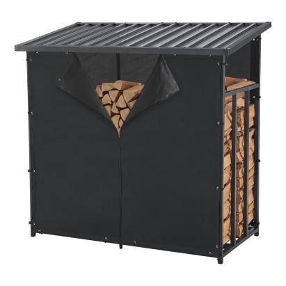 PXXS-3361 Brennholzunterstand Yakutat - Schwarz - 145x143x70cm (W) HausGarden Leisure