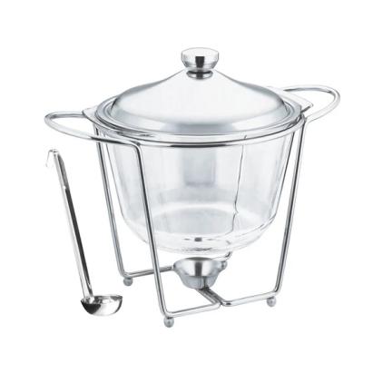 Bol pentru supă cu suport încălzitor și polonic 4L, sticlă borosilicată Handy KitchenServ