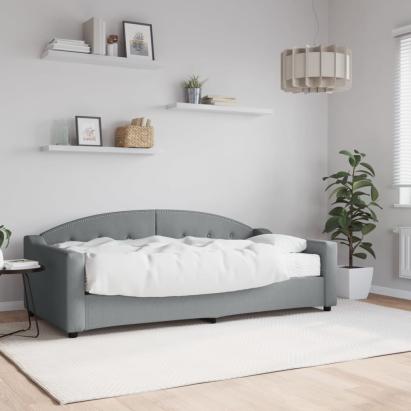 Pat de zi cu saltea, gri deschis, 90x190 cm, textil GartenMobel Dekor
