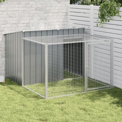 Cușcă de câini cu țarc, antracit 153x194x110 cm oțel galvanizat GartenMobel Dekor