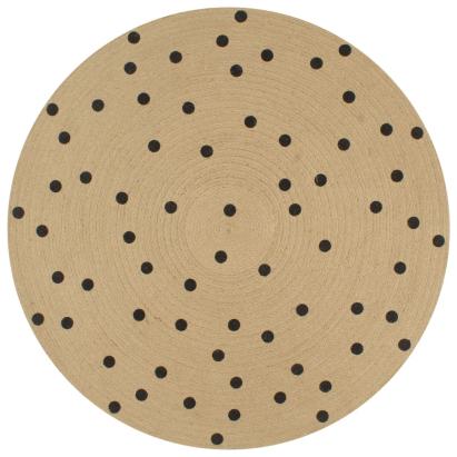 Covor manual cu imprimeu în buline, 90 cm, iută GartenMobel Dekor