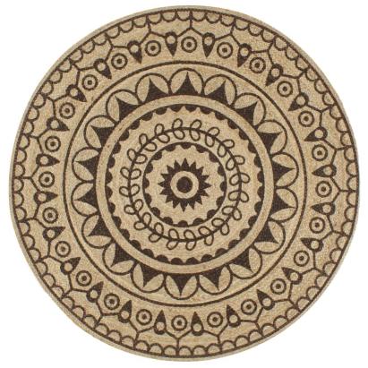Covor manual cu imprimeu maro închis, 120 cm, iută GartenMobel Dekor