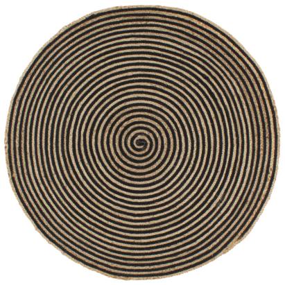 Covor lucrat manual cu model spiralat, negru, 120 cm, iută GartenMobel Dekor